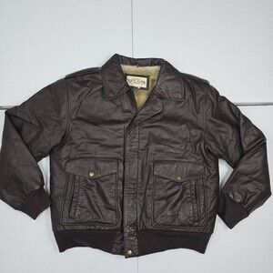 Vintage 90s New York Classics Leather Bomber Jacket Men~L Faux Fur Lined Aviator